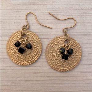 ❤️ Gold coin disc beaded drop earrings